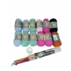 WŁÓCZKA BROKATOWA COTTON ZESTAW 6 KOLORÓW 12 SZTUK