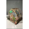 Drewniany model domku szklarnia 3D LED puzzle DIY