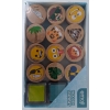 12 PIECZĄTKI STEMPELKI DREWNIANE EMOJI 2 TUSZE 751