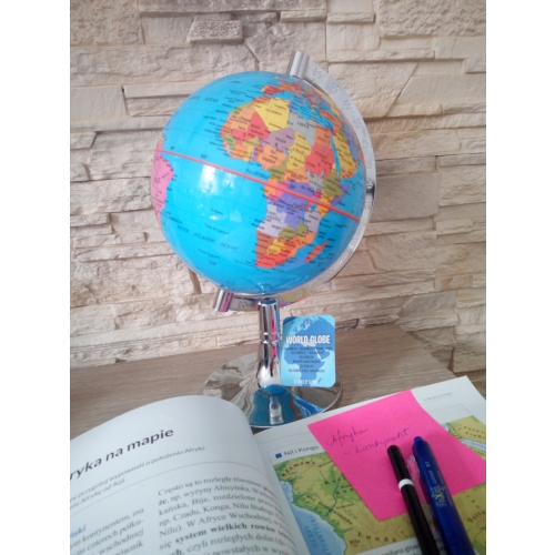 GLOBUS GEOGRAFICZNY METALOWA PODSTAWA 23CM SZKOLNY