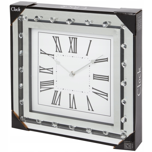 Zegar ścienny z diamentami STYL GLAMOUR 34 x 34 cm