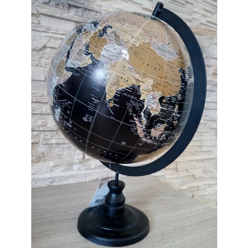 GLOBUS XL DREWNIANY OZDOBNY VINTAGE 31,5 CM CZARNY