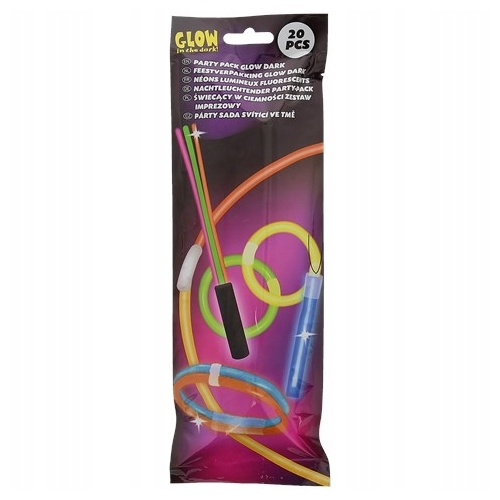 ZESTAW IMPREZOWY świecący 20 szt fluorescencyjny