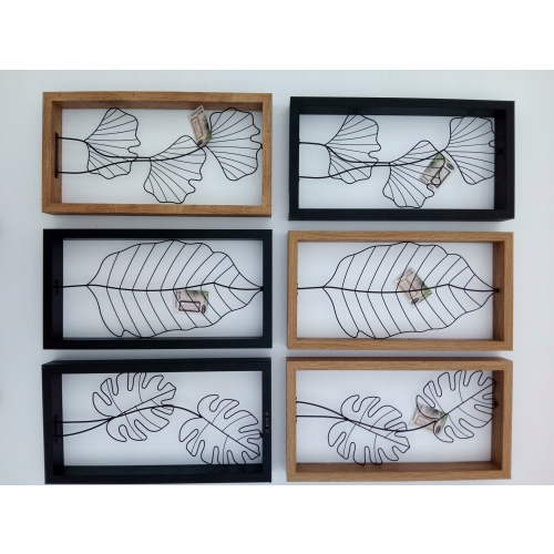 RAMA OZDOBNA DECO 44,5 CM x 23,5CM METALOWE LIŚCIE