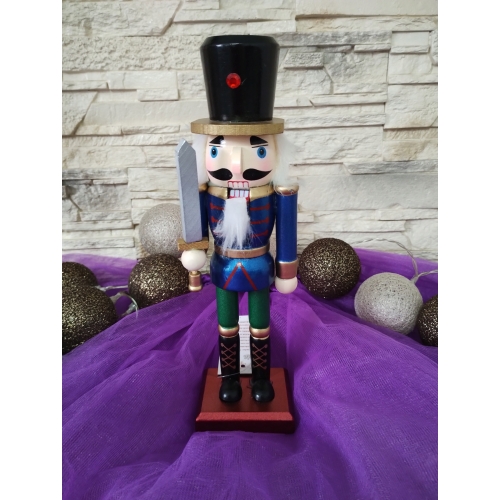DZIADEK DO ORZECHÓW ŻOŁNIERZ z mieczem 25 CM blue