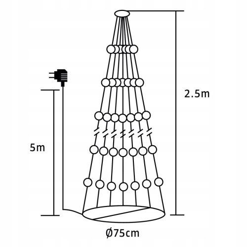 METALOWA CHOINKA LED XL 500 LED 250 CM NOWOŚĆ