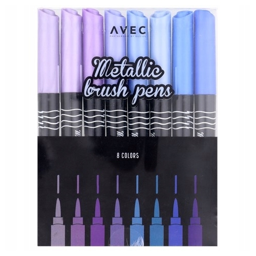 METALICZNE PISAKI 8 szt PĘDZELKOWE FLAMASTRY 69