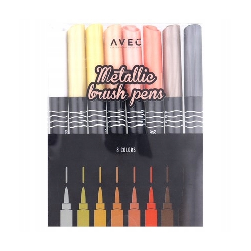 METALICZNE PISAKI 8 szt PĘDZELKOWE FLAMASTRY 69