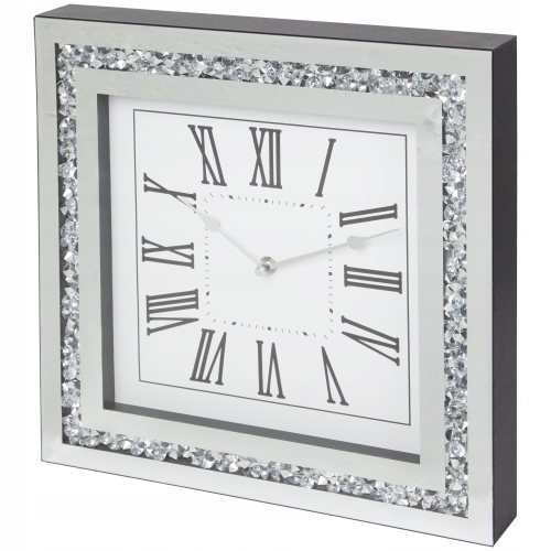 Zegar ścienny z diamentami STYL GLAMOUR 34 x 34 cm