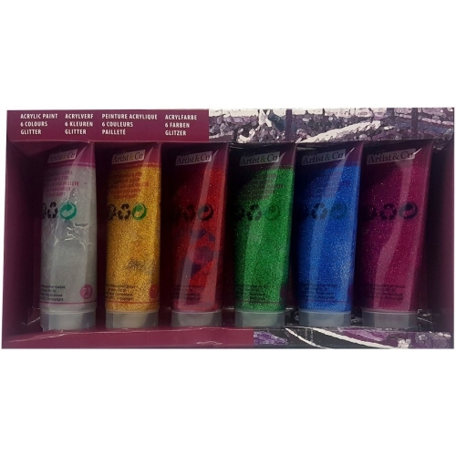 Farby BROKAT AKRYLOWE zestaw 6 x 75 ml wodoodporne
