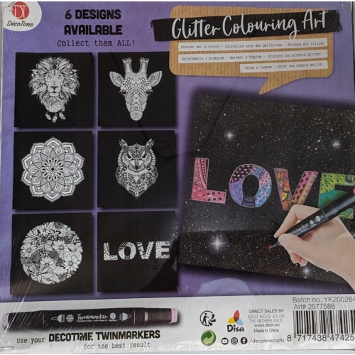 KOLOROWANKA NA PŁÓTNIE Z BROKATEM LOVE 29 x 29