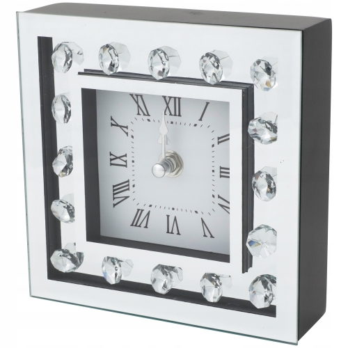 Zegar ścienny z diamentami STYL GLAMOUR 34 x 34 cm