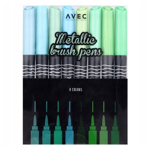 METALICZNE PISAKI 8 szt PĘDZELKOWE FLAMASTRY 69