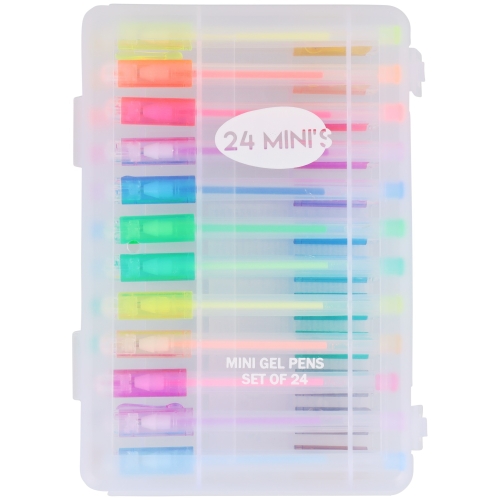 MINI DŁUGOPISY ŻELOWE 24 szt w etui NEON BROKAT
