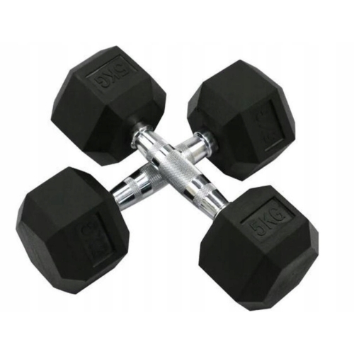 HANTLE DUMBBELL CIĘŻARKI 2 x 5 kg POWLEKANE GUMĄ
