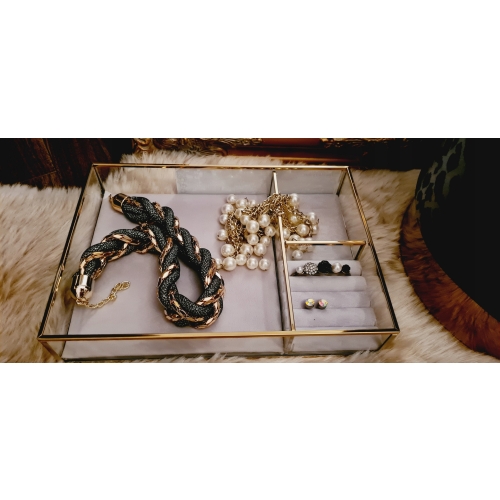 Pudełko na biżuterię glamour Jewellery BOX szary
