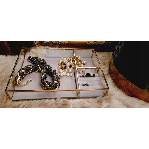 Pudełko na biżuterię glamour Jewellery BOX szary