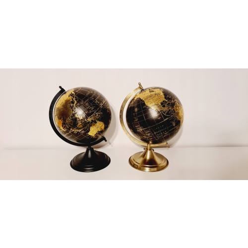 GLOBUS NOWOCZESNY CZARNO ZŁOTY śr 25cm METALOWY
