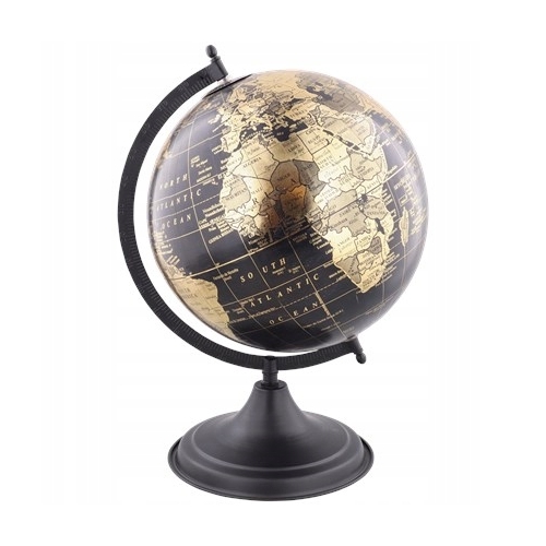 GLOBUS NOWOCZESNY CZARNO ZŁOTY śr 25cm METALOWY