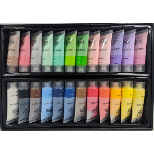 ZESTAW FARBY AKRYLOWE TUBKI 24 x 22 ml PASTELE 65