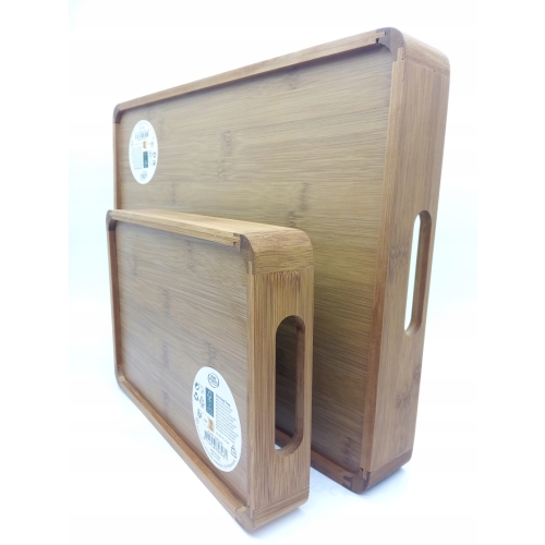TACA DREWNIANA ŚNIADANIOWA DO SERWOWANIA JASNA DUŻA DEKORACYJNA 58 X 38 CM