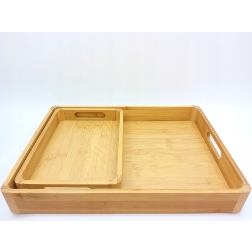 TACA DREWNIANA ŚNIADANIOWA DO SERWOWANIA JASNA DUŻA DEKORACYJNA 58 X 38 CM