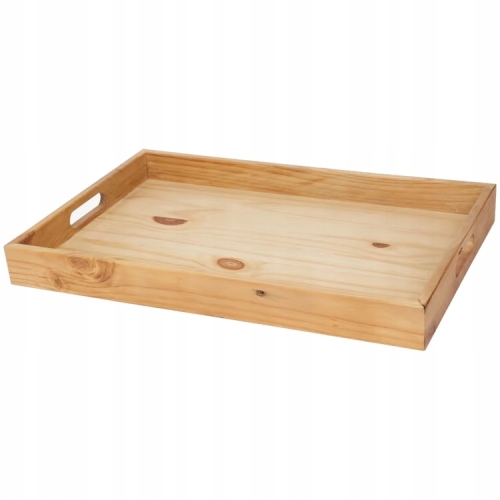 TACA DREWNIANA ŚNIADANIOWA DO SERWOWANIA JASNA DUŻA DEKORACYJNA 58 X 38 CM