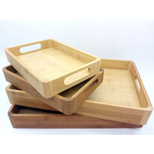 TACA DREWNIANA ŚNIADANIOWA DO SERWOWANIA JASNA DUŻA DEKORACYJNA 58 X 38 CM