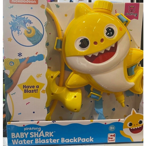 MIOTACZ pistolet NA WODĘ PLECAK BABY SHARK żółty Zabawka dla dzieci SIKAWKA