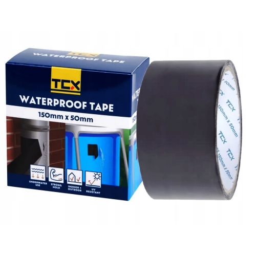 Taśma NAPRAWCZA WODOODPORNA uszczelniająca Hydrauliczna CZARNA 150 x 50 mm