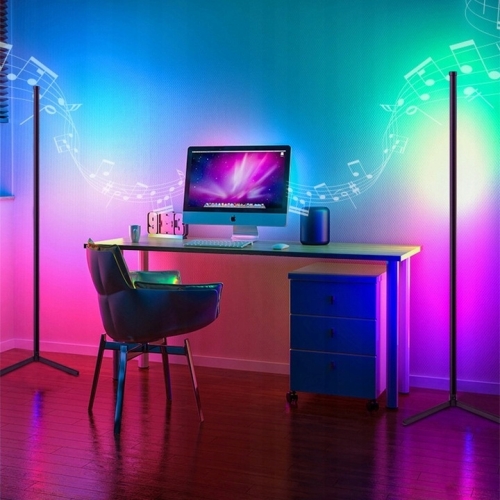LAMPA LED GRUNDIG RGB MUSIC SENSOR PODŁOGOWA NAROŻNA 140 cm Pilot STOJĄCA