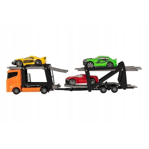 Zestaw: Orange Laweta 3 Aut Mega Transporter Teamsterz Silver Gold Green