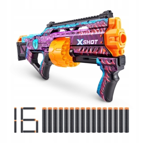 ZURU X-SHOT SKINS WYRZUTNIA LAST STAND ENIGMA PISTOLET + 16 NABOJÓW 8+