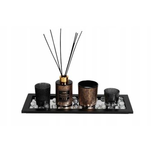 Dyfuzor zapachowy tealight na tacy prezent na święta Aroma Set Czarny 7 pcs