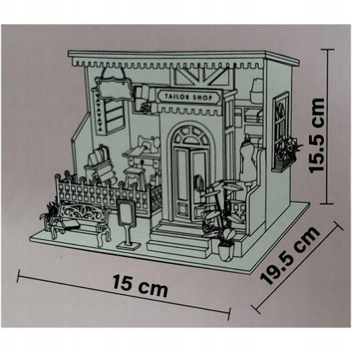Drewniany model do samodzielnego skladania TAILOR SHOP 3D z podświetleniem