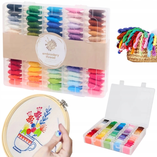 NICI DO HAFTOWANIA WYSZYWANIA MIX KOLORÓW W ETUI NA PREZENT 80 sztuk x 8 m