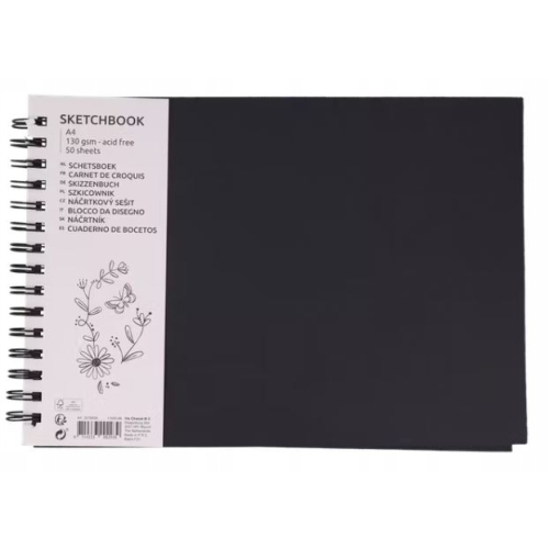 Poziomy Szkicownik A4 blok w twardej oprawie na spirali 50 ark. 130g/m2