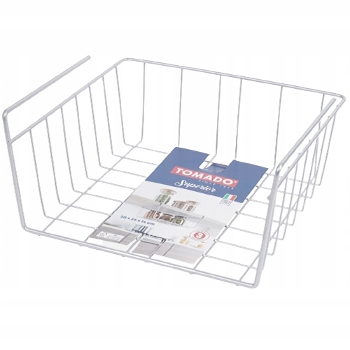 KOSZ KOSZYK METALOWY PODWIESZANY ORGANIZER POD PÓŁKĘ 30x26x14CM SZARY 1 szt