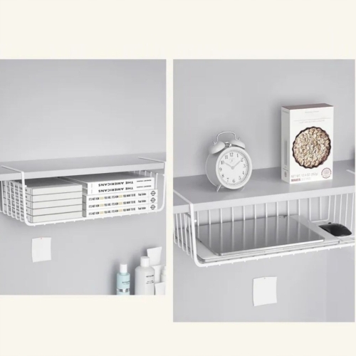 KOSZ KOSZYK METALOWY PODWIESZANY ORGANIZER POD PÓŁKĘ 30x26x14CM SZARY 1 szt