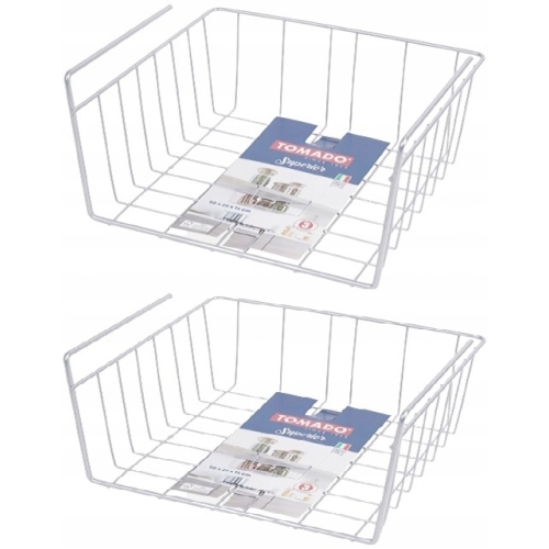 KOSZ KOSZYK METALOWY PODWIESZANY ORGANIZER POD PÓŁKĘ 30x26x14cm SZARY 2 szt