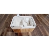 KOSZYK BAMBUSOWY Z MATERIAŁEM ORGANIZER POJEMNIK 20x15x14 cm MAŁY BRĄZOWY