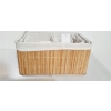 KOSZYK BAMBUSOWY Z MATERIAŁEM ORGANIZER POJEMNIK 20x15x14 cm MAŁY BRĄZOWY