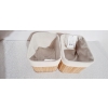 KOSZYK BAMBUSOWY Z MATERIAŁEM ORGANIZER POJEMNIK 20x15x14 cm MAŁY BRĄZOWY