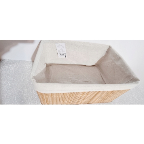 KOSZYK BAMBUSOWY Z MATERIAŁEM ORGANIZER POJEMNIK 20x15x14 cm MAŁY BRĄZOWY