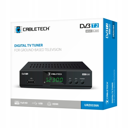 TUNER DEKODER DO TV NAZIEMNEJ TV DVB-T2 H.265 HEVC USB URZ0338A CABLETECH