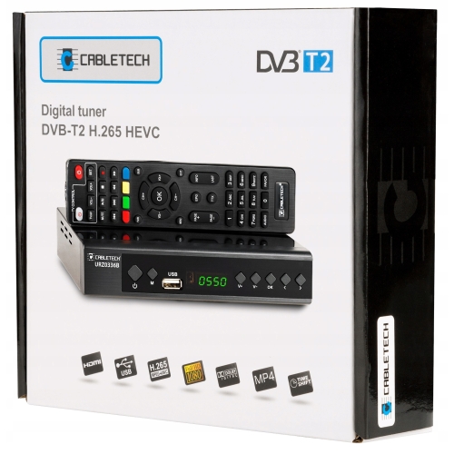 TUNER DEKODER DO TV NAZIEMNEJ TV DVB-T2 H.265 HEVC USB URZ0336C CABLETECH
