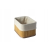 KOSZYK BAMBUSOWY Z MATERIAŁEM ORGANIZER POJEMNIK 20x15x14 cm MAŁY BRĄZOWY
