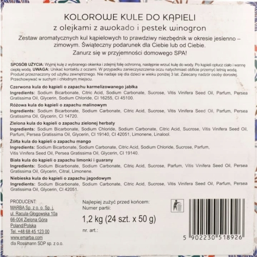 Kalendarz Adwentowy z kulami do kąpieli Manufaktura Piękna Duży na prezent