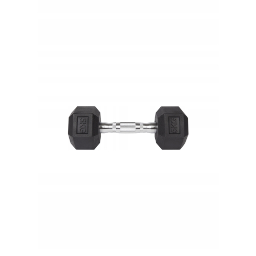 Hantel żeliwny stały Allbrand antypoślizgowy powlekany gumą fitness1x 5 kg