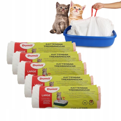 WORKI DO KUWETY KOTA Z TAŚMĄ WYTRZYMAŁE DUŻE DUMIL 5 ROLEK 40 SZTUK 87,5 cm